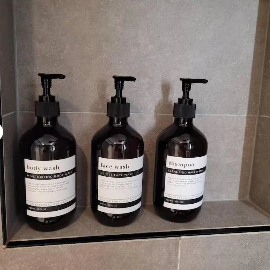 Lote de 3 dispensadores de shampoo/gel de banho